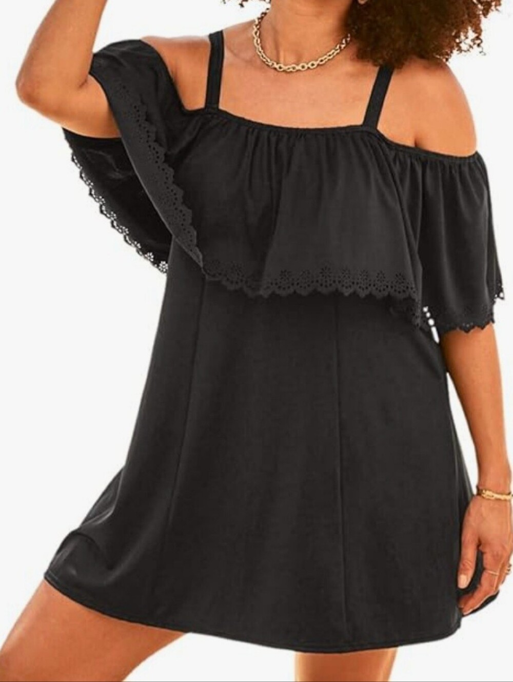 Swimsuits For All Black Swim Dress with Adjustable Straps